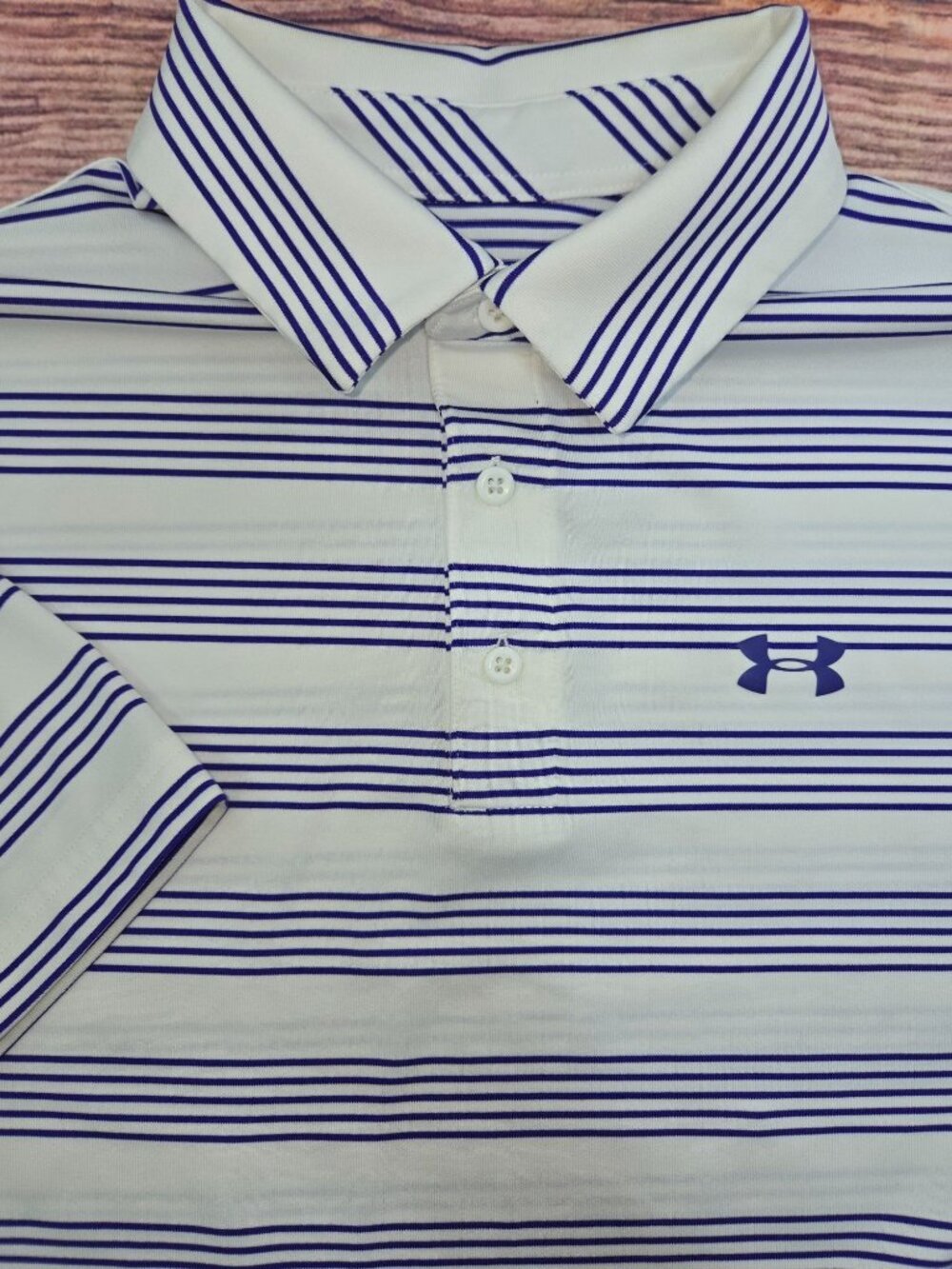 Under Armour Mens HeatGear Purple Striped Polo Large